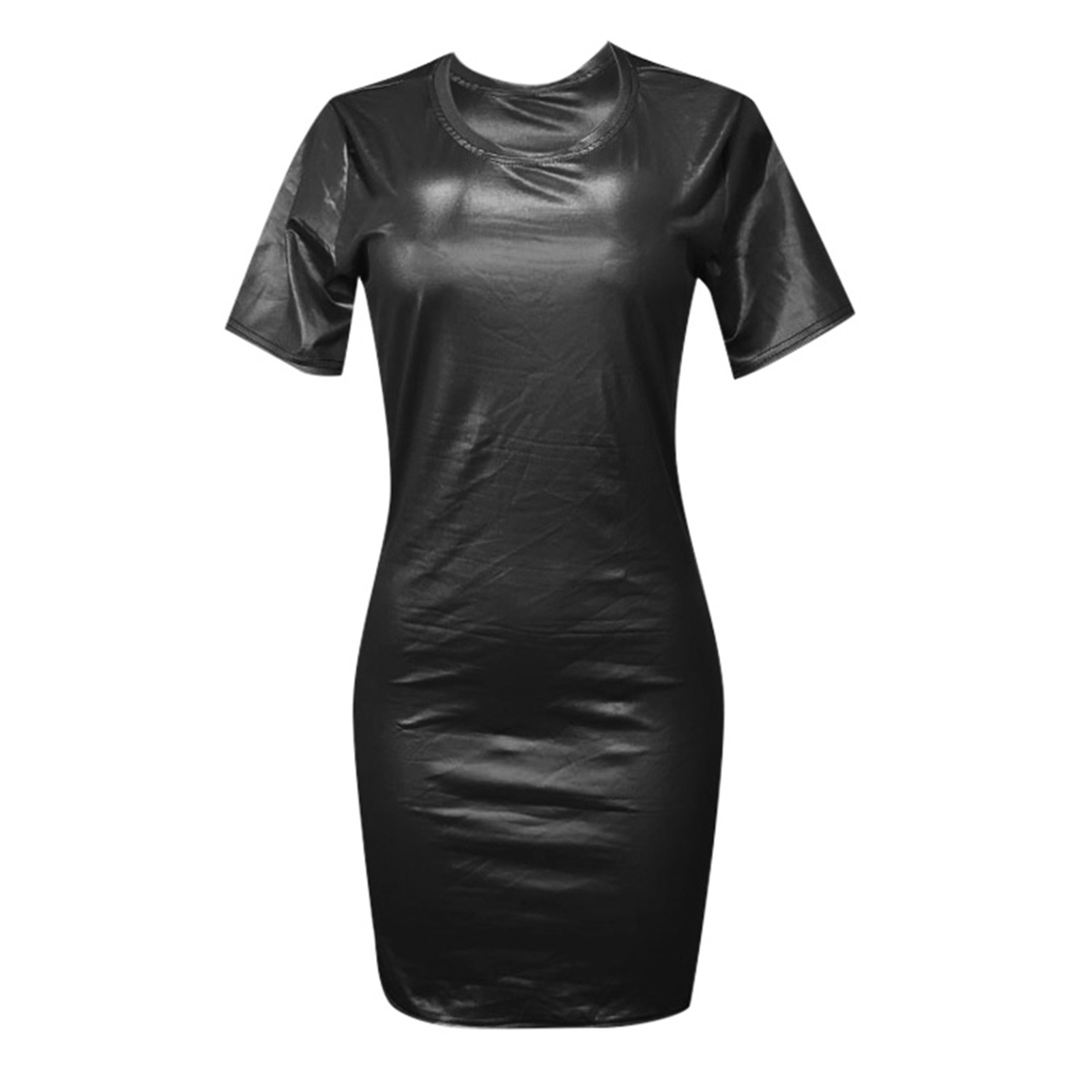 thumbnail image 5 of Vestido ajustado de piel sintética hasta la rodilla para mujer - Material PU, corte ajustado para fiestas, diseño elegante, tallas S-XXL, 5 of 5